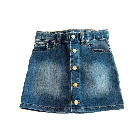 Cat & Jack Blue Demin & Gold Buttons Mini A-line Skirt KIDS Girls 4T - LIKE NEW - Picture 1 of 4